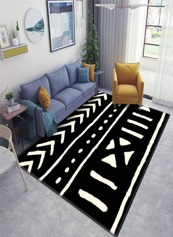 ZOANIML African Mud Cloth Black and White Area Rugs Non-Slip Floor Mat Doormats Home Runner Carpet for Bedroom Indoor Outdoor Kids Play Mat Nursery Throw Yoga Mat - Image 1